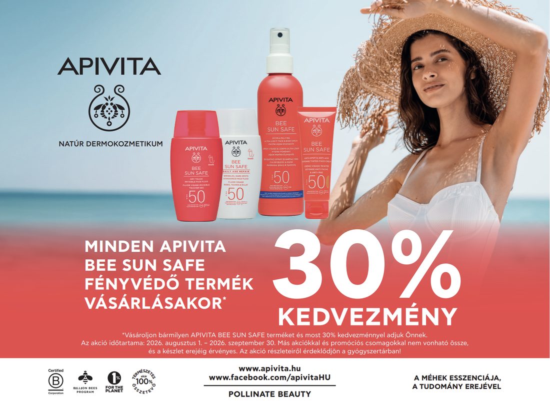 Apivita Bee Sun Safe fényvédő akció — 30% kedvezmény